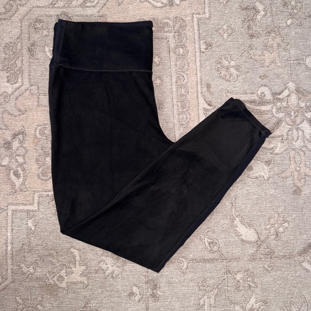Athleta Black Leggings XL Suede Velour Two Tone